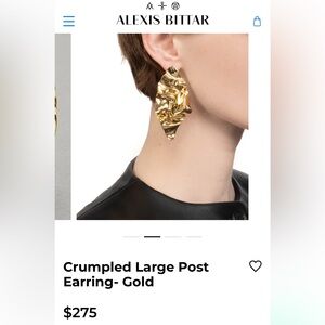 NWT Alexis Bittar Crumpled Large Post Earring- Gold